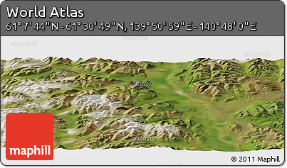 Satellite Panoramic Map of the Area around 61° 19' 16" N, 140° 19' 29" E