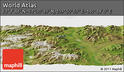Satellite Panoramic Map of the Area around 61° 19' 16" N, 140° 19' 29" E