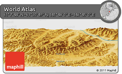 Physical Panoramic Map of the Area around 61° 19' 16" N, 146° 16' 30" E