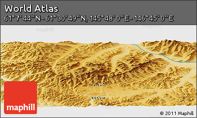 Physical Panoramic Map of the Area around 61° 19' 16" N, 146° 16' 30" E