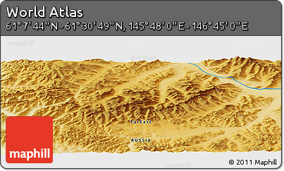 Physical Panoramic Map of the Area around 61° 19' 16" N, 146° 16' 30" E