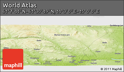 Physical Panoramic Map of the Area around 61° 19' 16" N, 14° 31' 30" E