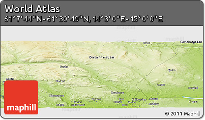 Physical Panoramic Map of the Area around 61° 19' 16" N, 14° 31' 30" E