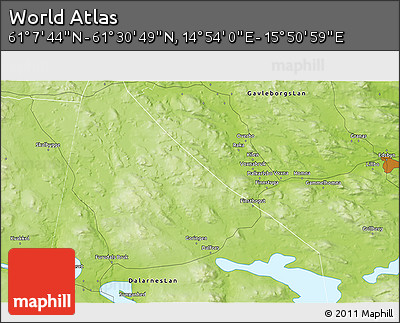Physical 3D Map of the Area around 61° 19' 16" N, 15° 22' 30" E