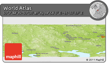 Physical Panoramic Map of the Area around 61° 19' 16" N, 15° 22' 30" E