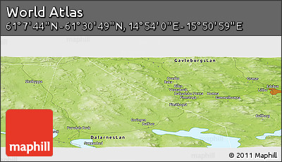 Physical Panoramic Map of the Area around 61° 19' 16" N, 15° 22' 30" E