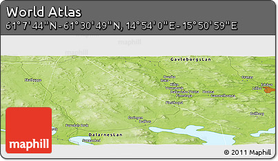 Physical Panoramic Map of the Area around 61° 19' 16" N, 15° 22' 30" E