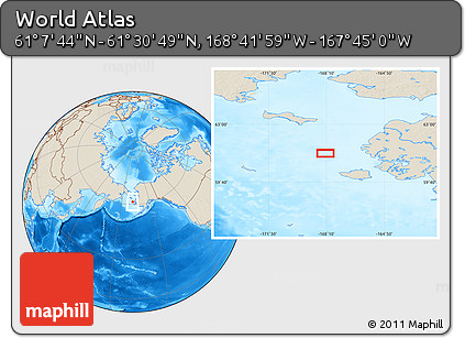 Shaded Relief Location Map of the Area around 61° 19' 16" N, 168° 13' 29" W