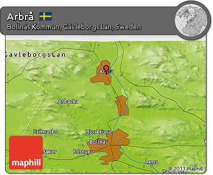 Physical 3D Map of Arbrå