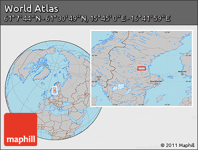 Gray Location Map of the Area around 61° 19' 16" N, 16° 13' 30" E
