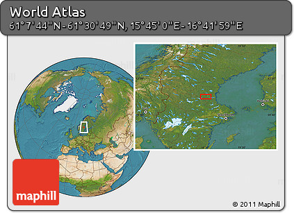 Satellite Location Map of the Area around 61° 19' 16" N, 16° 13' 30" E