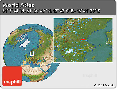 Satellite Location Map of the Area around 61° 19' 16" N, 16° 13' 30" E