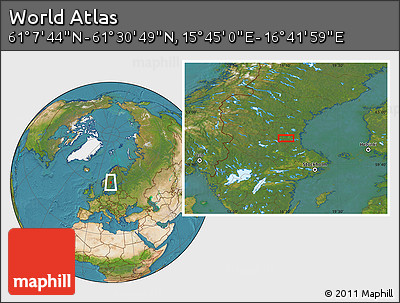 Satellite Location Map of the Area around 61° 19' 16" N, 16° 13' 30" E