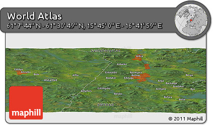 Satellite Panoramic Map of the Area around 61° 19' 16" N, 16° 13' 30" E