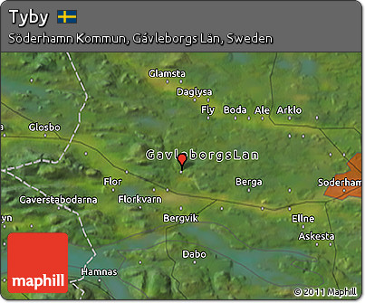 Satellite 3D Map of Tyby