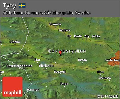 Satellite 3D Map of Tyby
