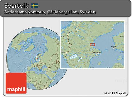Savanna Style Location Map of Svartvik, hill shading