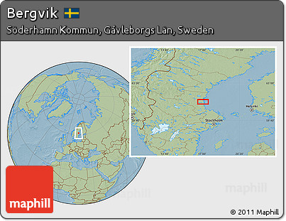 Savanna Style Location Map of Bergvik, hill shading