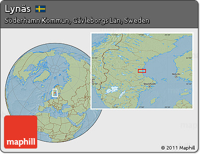 Savanna Style Location Map of Lynäs, hill shading