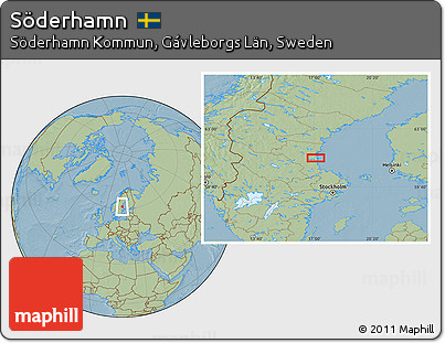 Savanna Style Location Map of Söderhamn, hill shading