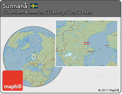 Savanna Style Location Map of Sunnanå, hill shading
