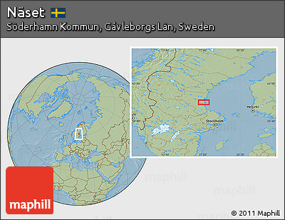 Savanna Style Location Map of Näset, hill shading
