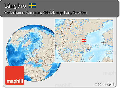 Shaded Relief Location Map of Långbro