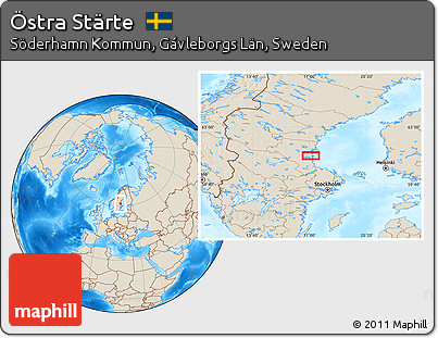 Shaded Relief Location Map of Östra Stärte