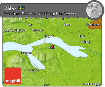 Physical Map of Dåbo