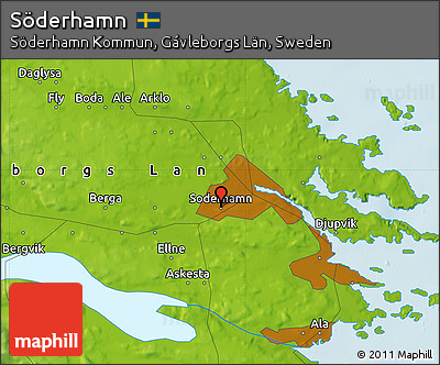 Physical Map of Söderhamn
