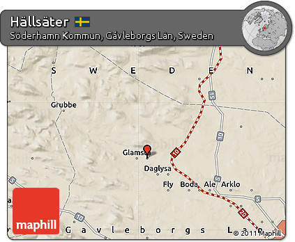 Shaded Relief Map of Hällsäter