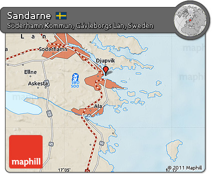 Shaded Relief Map of Sandarne