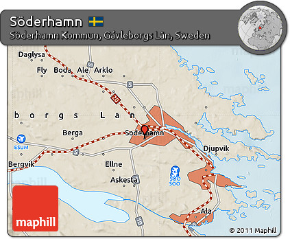 Shaded Relief Map of Söderhamn