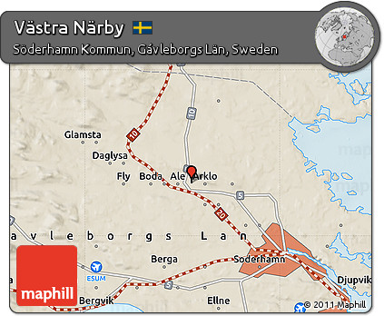 Shaded Relief Map of Västra Närby