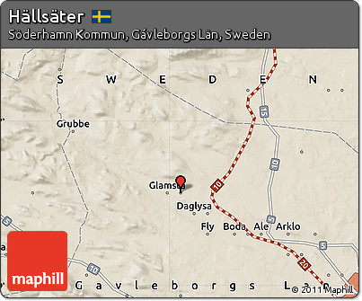 Shaded Relief Map of Hällsäter