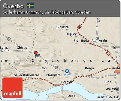 Shaded Relief Map of Överbo
