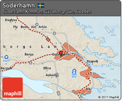 Shaded Relief Map of Söderhamn