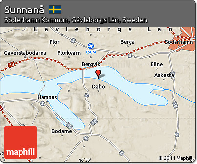 Shaded Relief Map of Sunnanå
