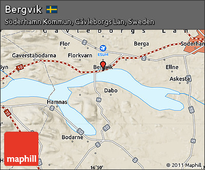 Shaded Relief Map of Bergvik