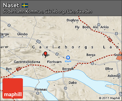 Shaded Relief Map of Näset