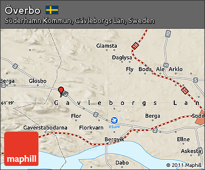 Shaded Relief Map of Överbo