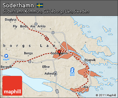Shaded Relief Map of Söderhamn