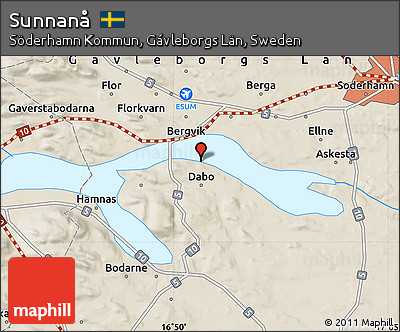 Shaded Relief Map of Sunnanå
