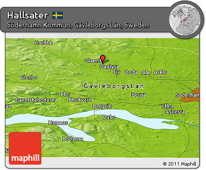 Physical Panoramic Map of Hällsäter