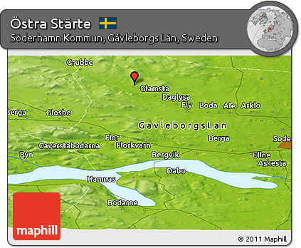 Physical Panoramic Map of Östra Stärte
