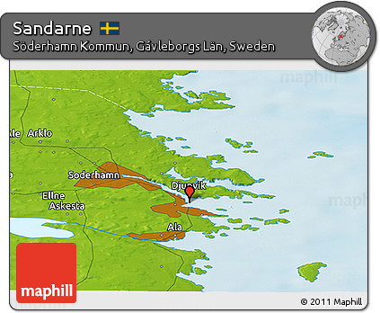 Physical Panoramic Map of Sandarne