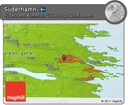 Physical Panoramic Map of Söderhamn