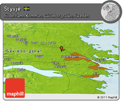 Physical Panoramic Map of Styvje