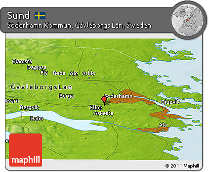 Physical Panoramic Map of Sund