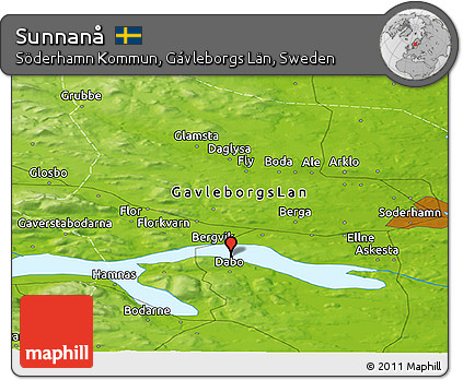 Physical Panoramic Map of Sunnanå